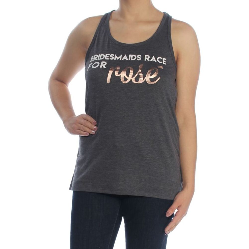 IDEOLOGY Womens Gray Bridesmaid Graph Scoop Neck Top Size: S